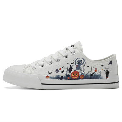 Halloween Pumpkin Kids Low Top Canvas Shoes