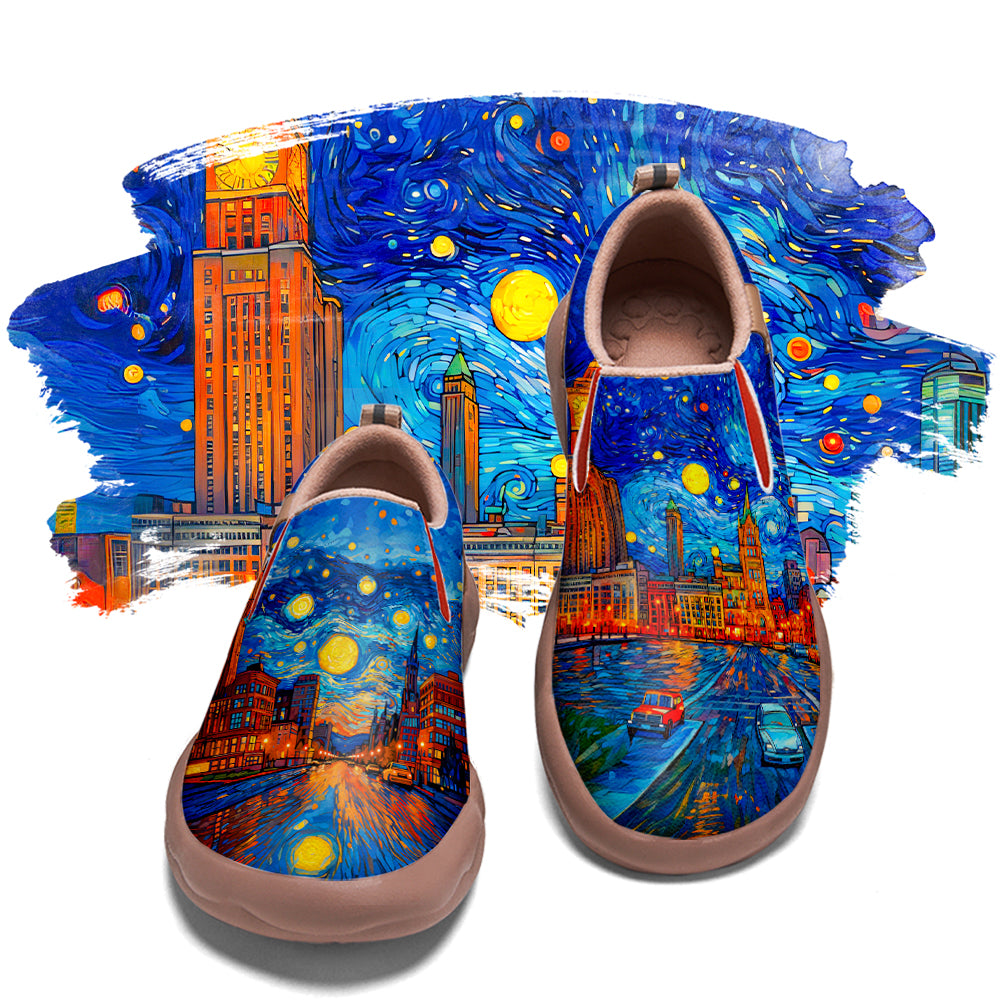 Starry Night Detroit City Slip On