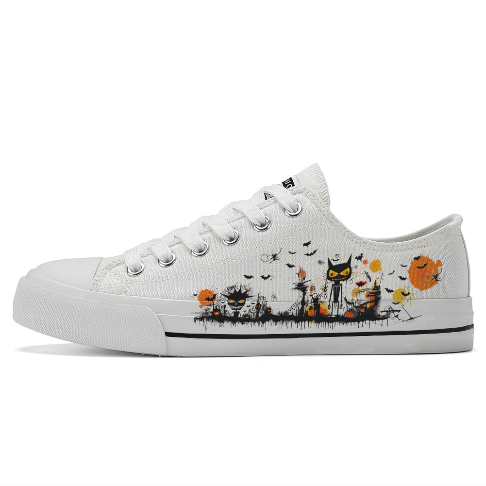 Halloween Basquiat Kids Low Top Canvas Shoes