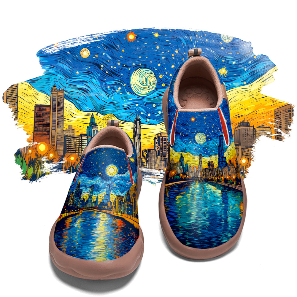 Starry Night Chicago City Slip On