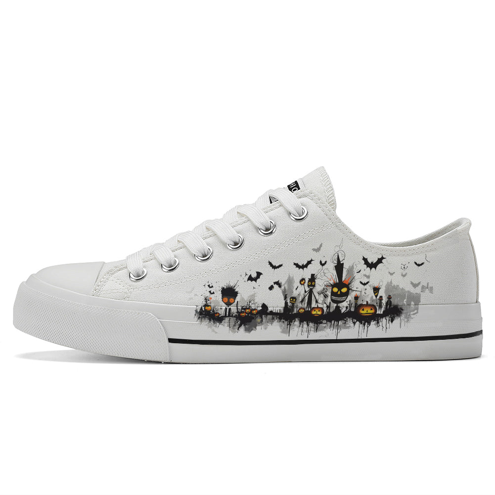 Halloween Basquiat Kids Low Top Canvas Shoes