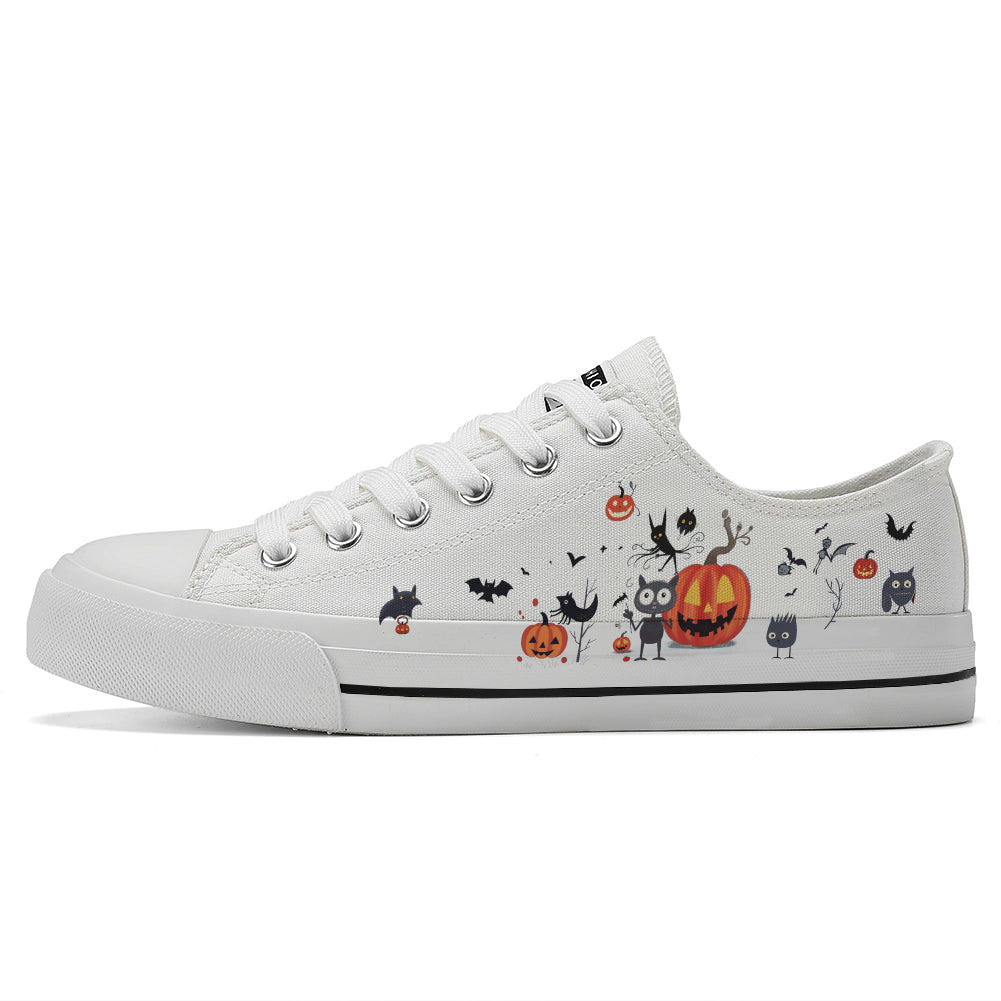 Halloween Pumpkin Kids Low Top Canvas Shoes