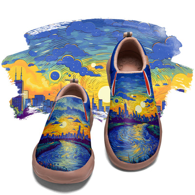 Starry Night Chicago City Slip On