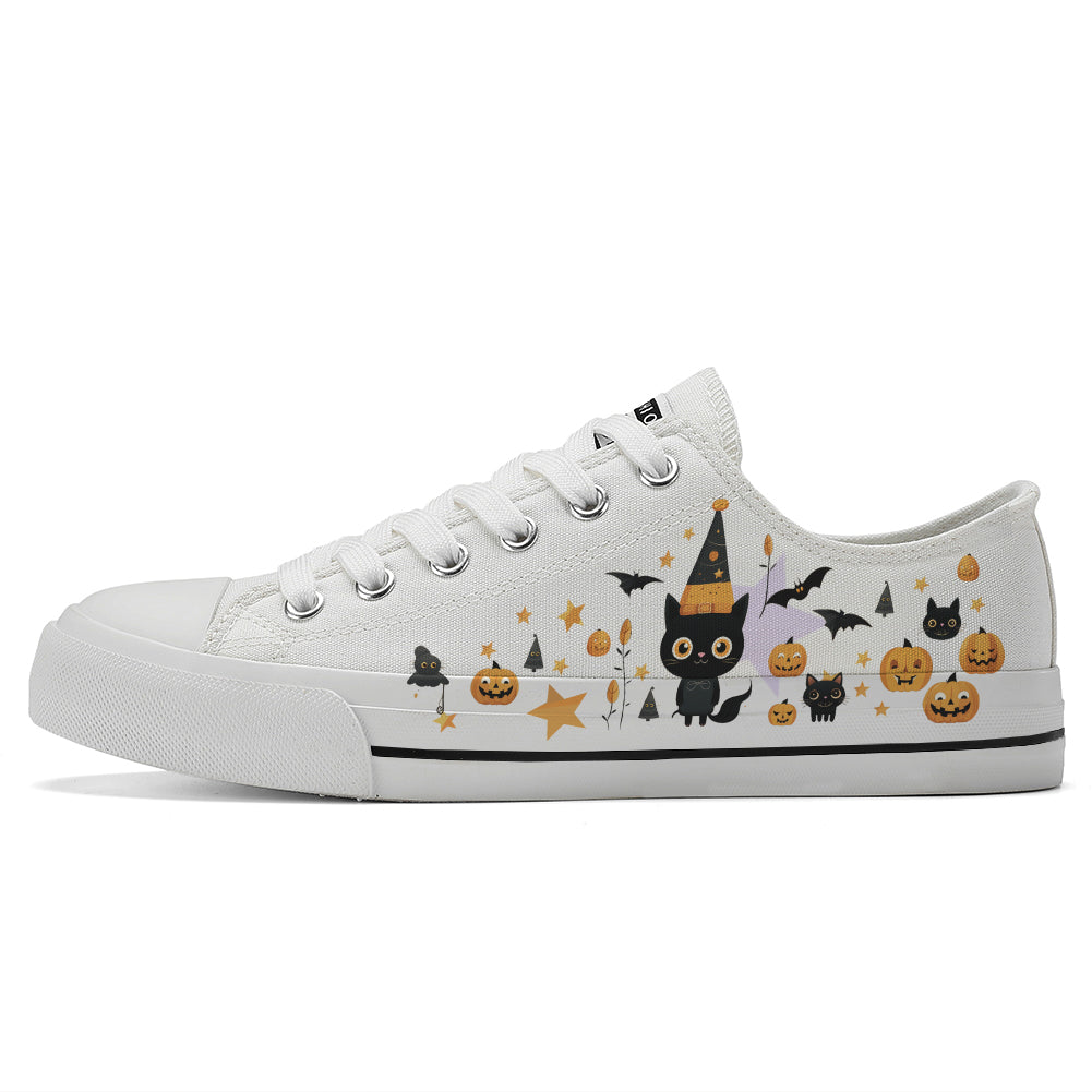 Halloween Pumpkin Kids Low Top Canvas Shoes