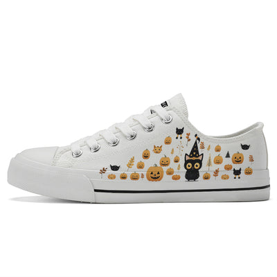 Halloween Pumpkin Kids Low Top Canvas Shoes