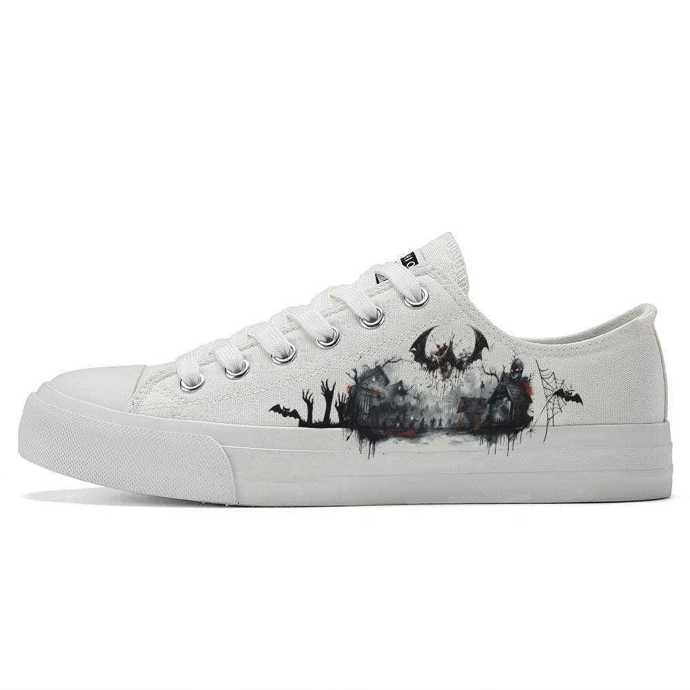 Halloween Ghost Bat Low Top Canvas Shoes