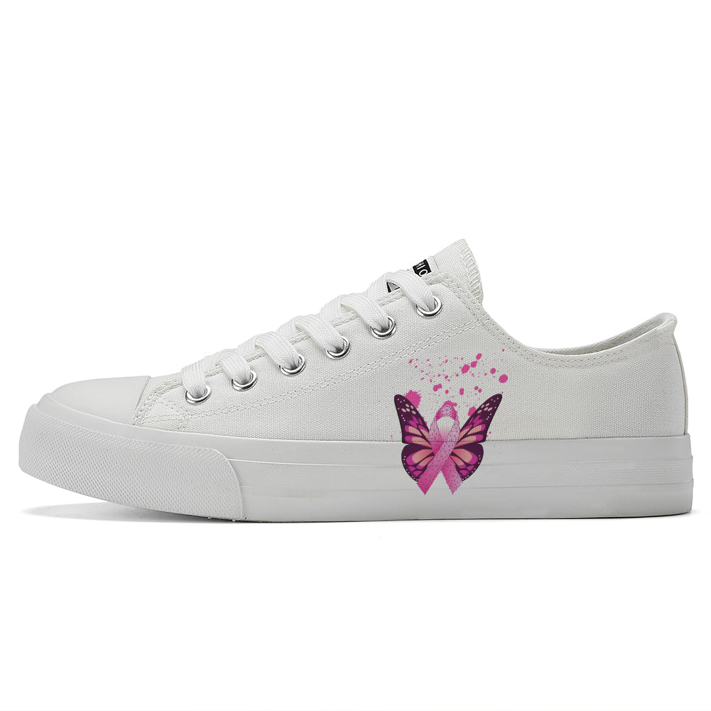 Butterfly Breast Cancer Low Top Canvas Shoes