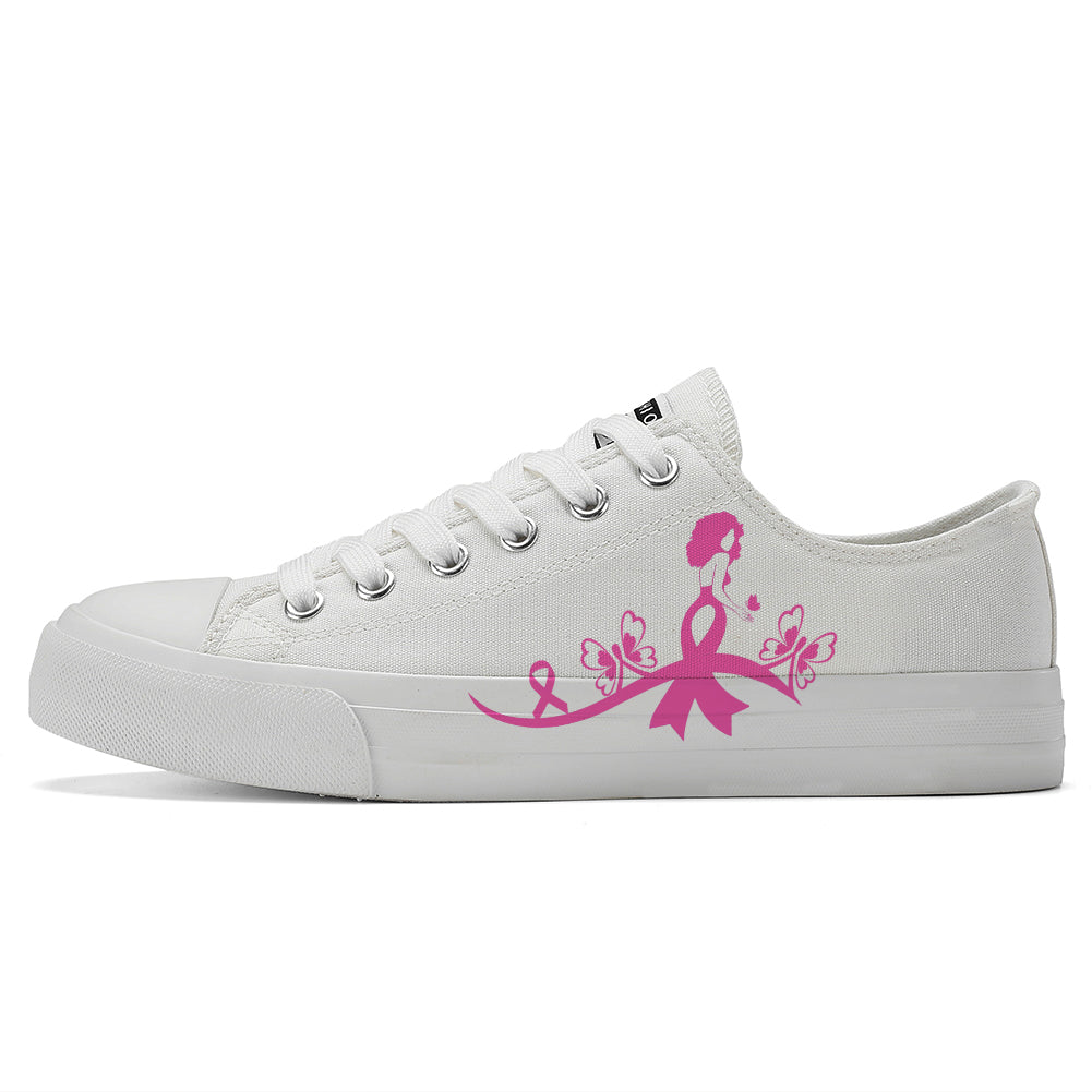 Butterfly Breast Cancer Low Top Canvas Shoes