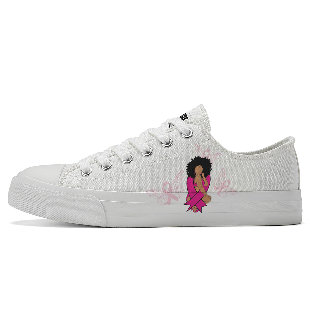 Breast Cancer Low Top Canvas Shoes