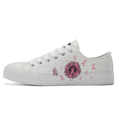 Flower Breast Cancer Low Top Canvas Shoes