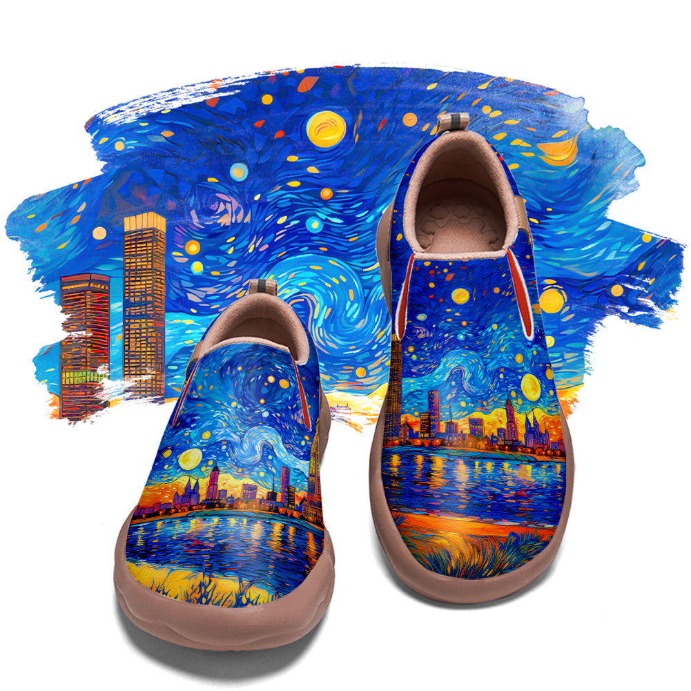 Starry Night Detroit City Slip On