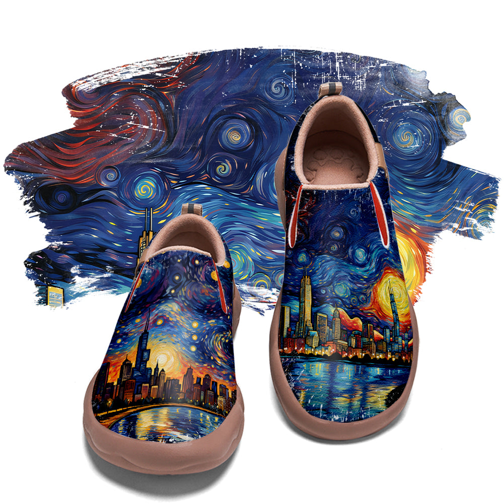 Starry Night Chicago City Slip On