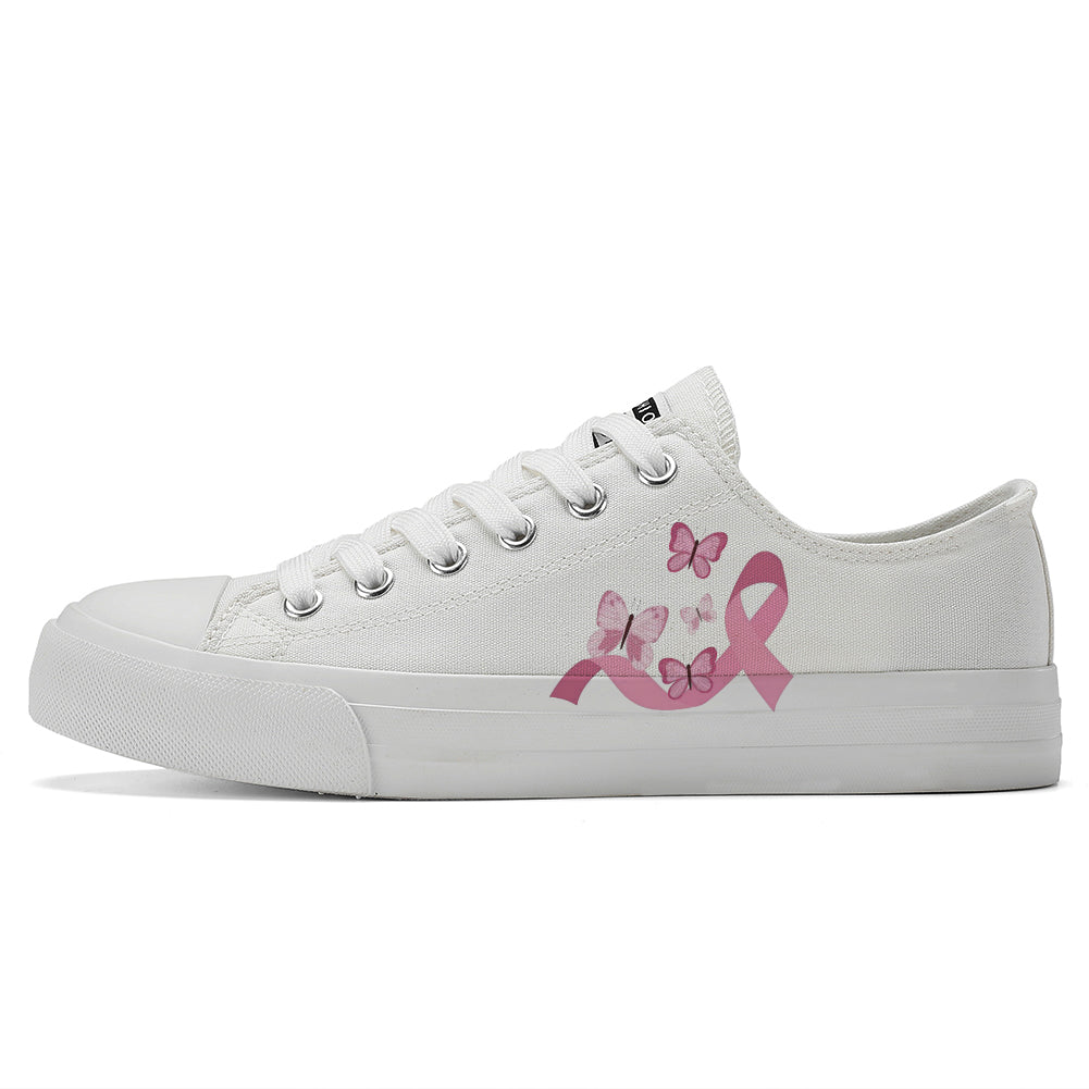 Butterfly Breast Cancer Low Top Canvas Shoes