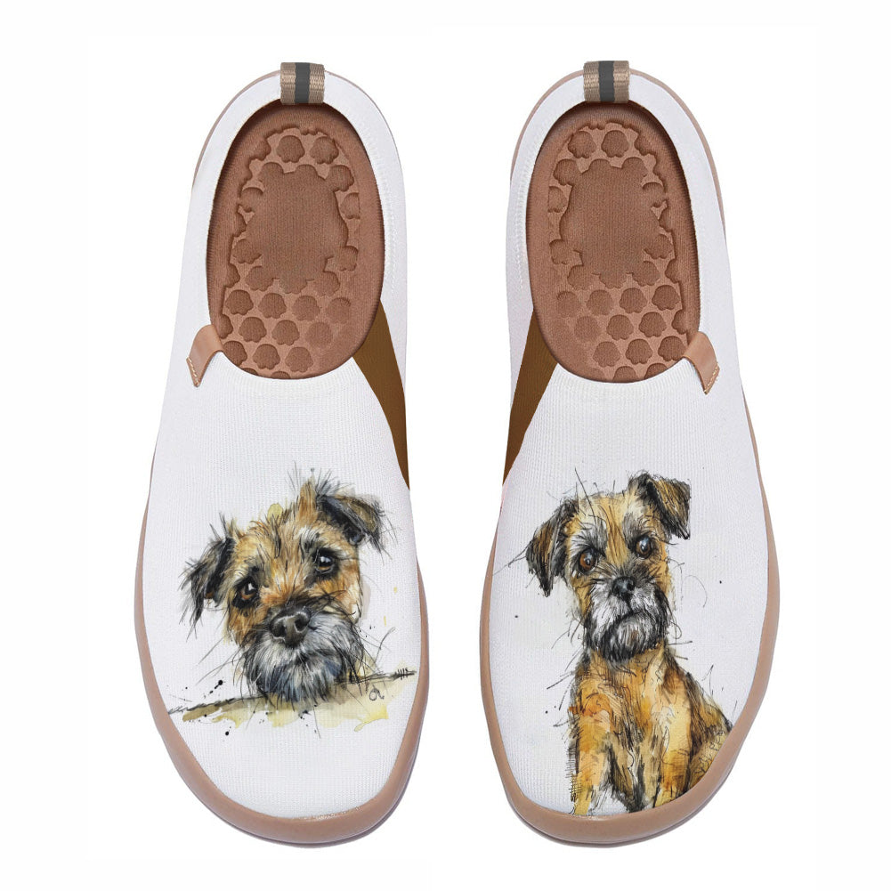 Dog hand drawing Knitted Slip On