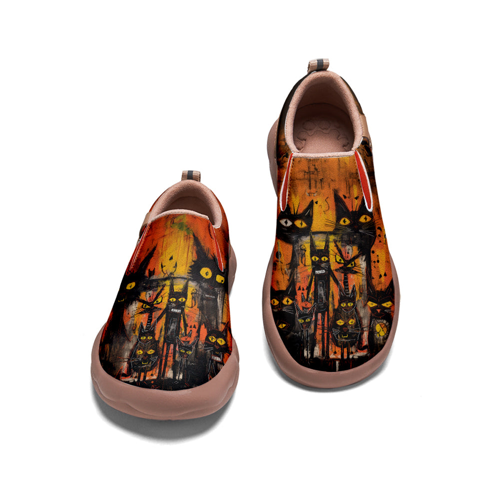 Halloween Black Cat Kids Slip On