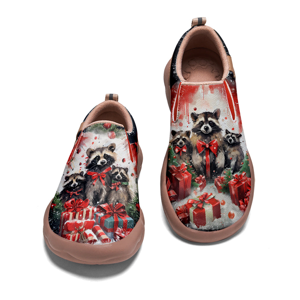 Christmas Raccoon Kids Slip On