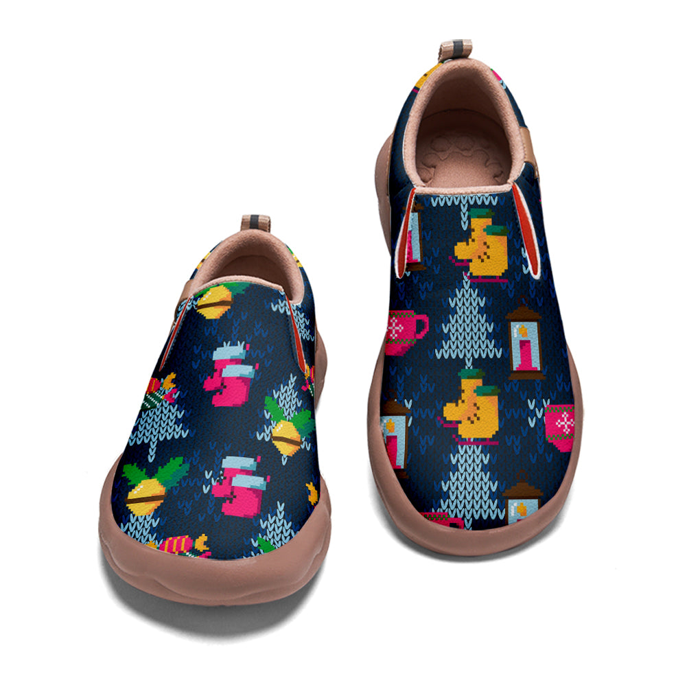 Pixel Christmas Kids Slip On