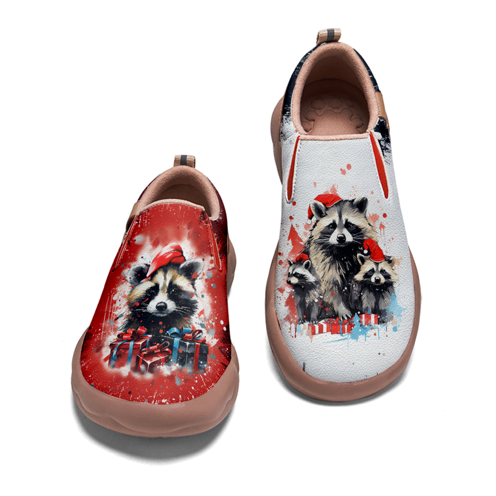 Christmas Raccoon Kids Slip On