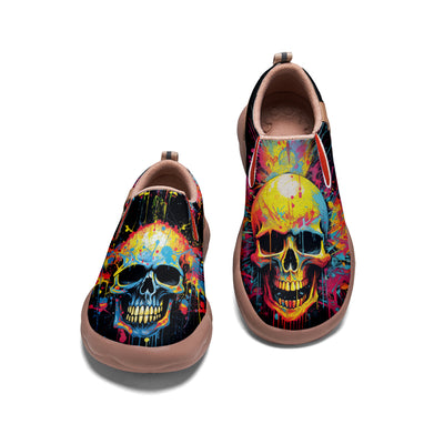 Colorful Splatter Skull Slip On