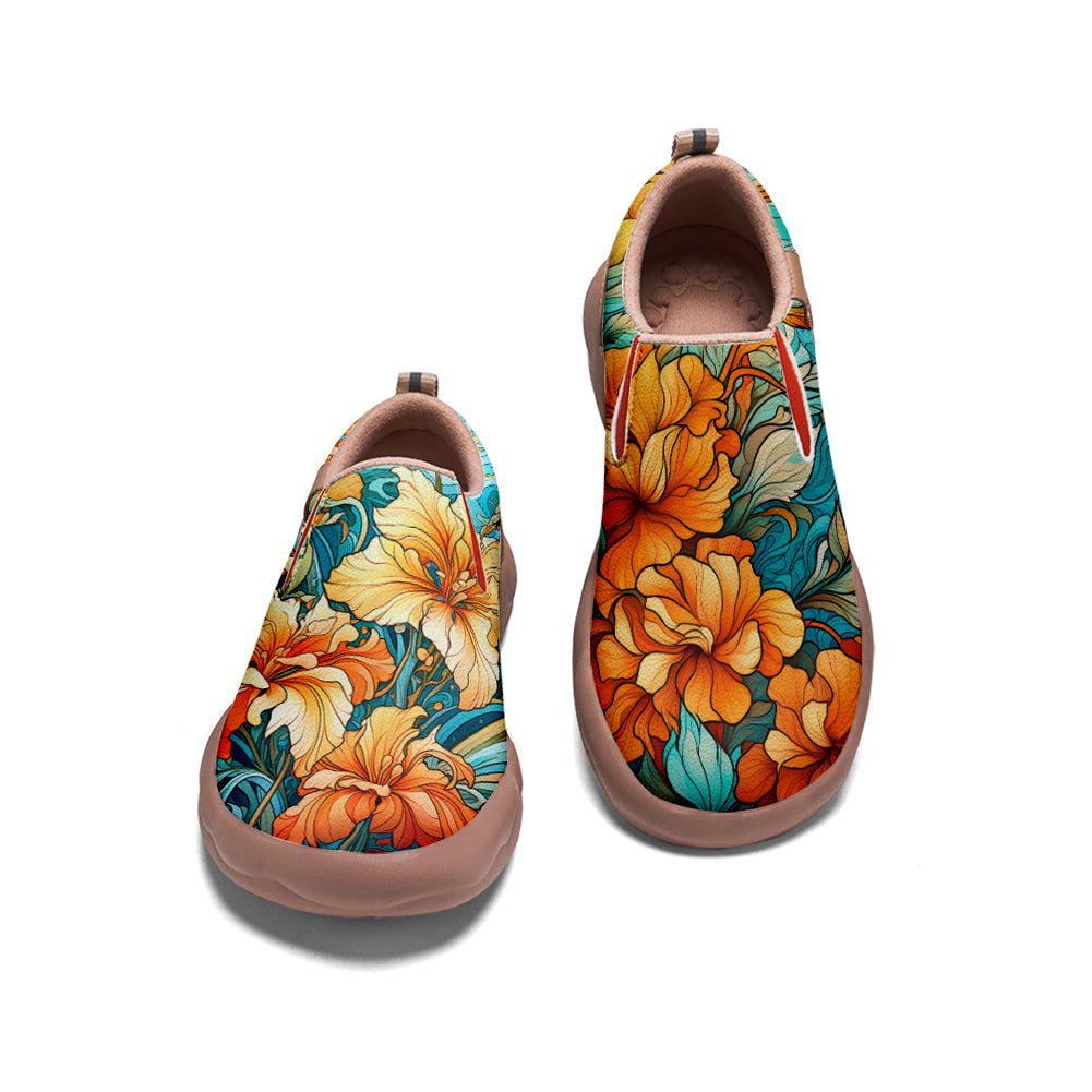 Orange Floral Slip On