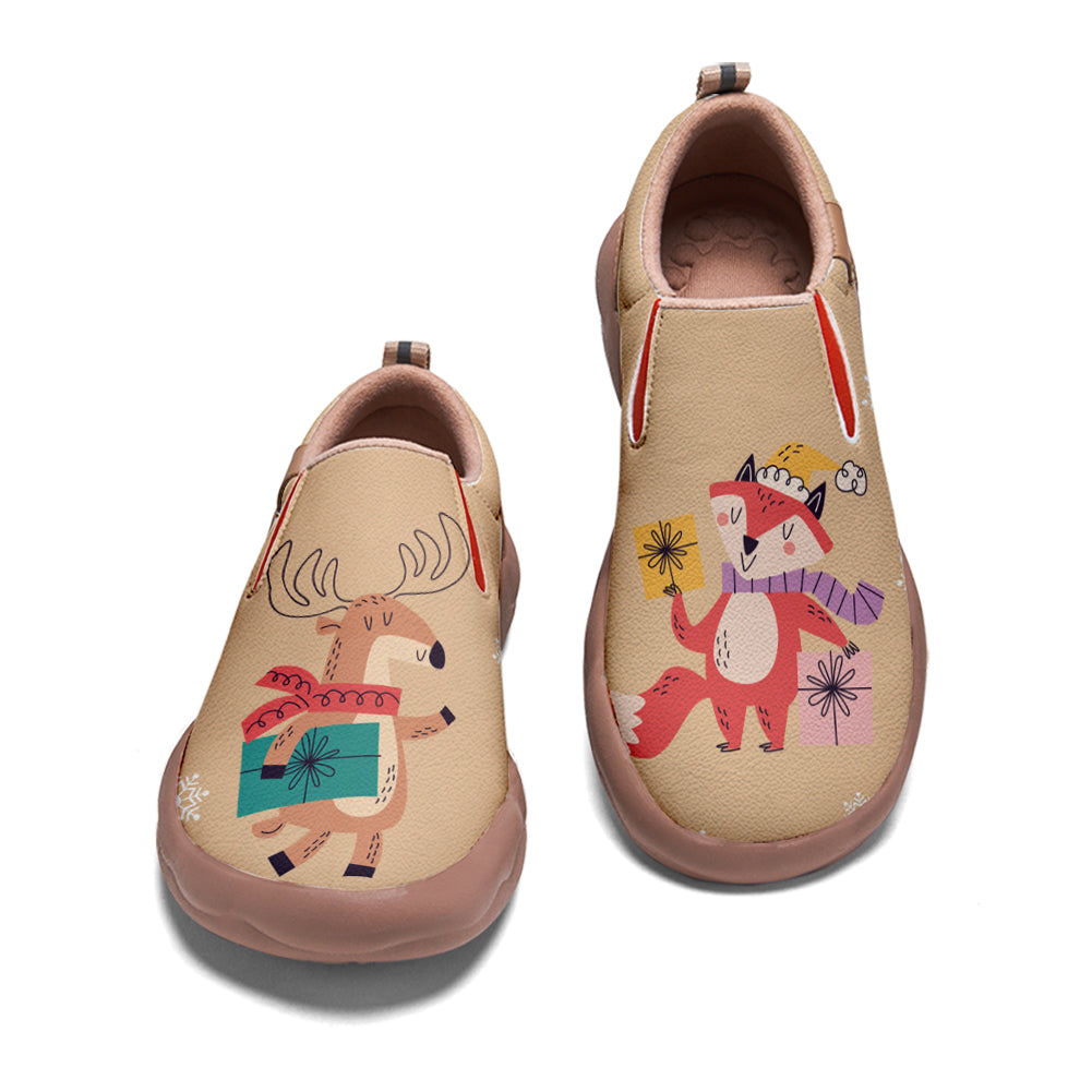 Christmas Fox Deer Kids Slip On