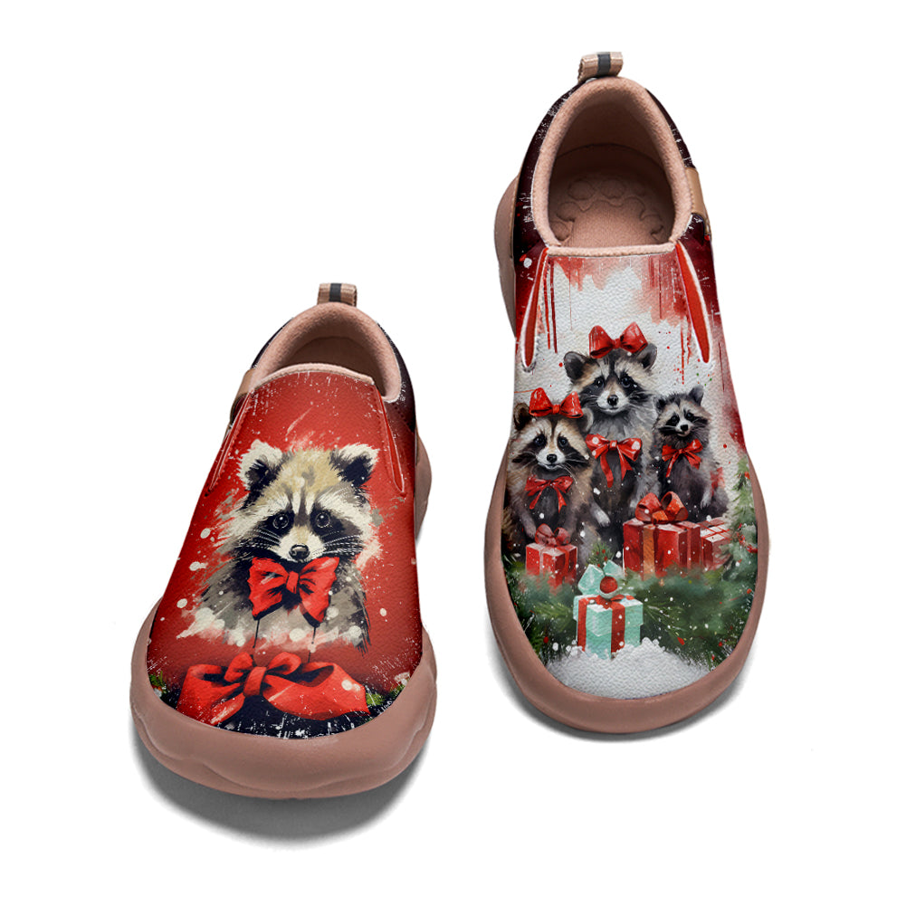 Christmas Raccoon Kids Slip On