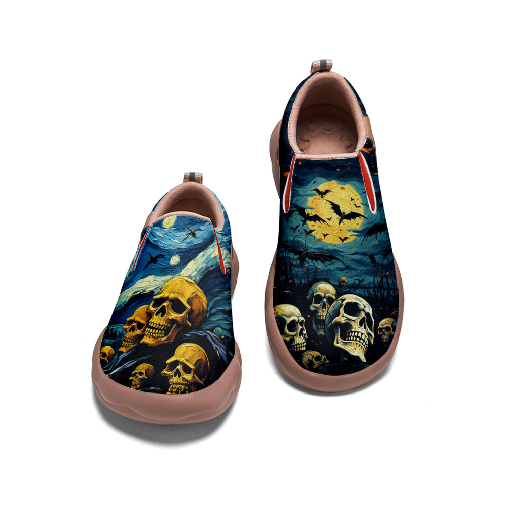 Starry Night Skull Kids Slip On