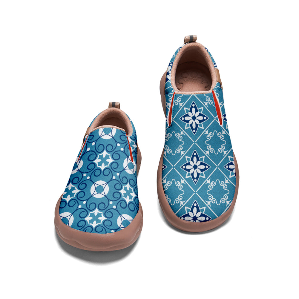 Blue Tile Pattern Slip On