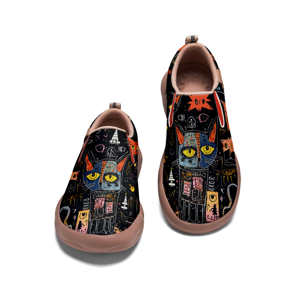 Black Cat Kids Slip On