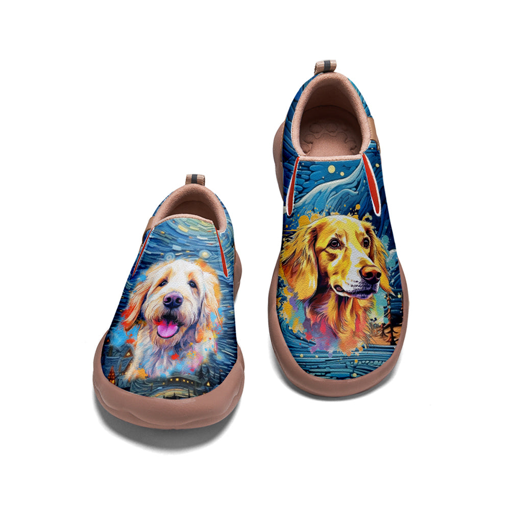 Starry Night Golden Retriever Slip On