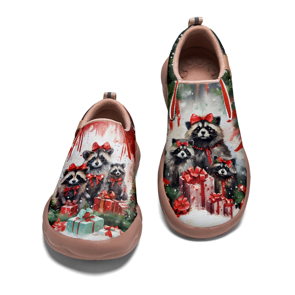 Christmas Raccoon Kids Slip On