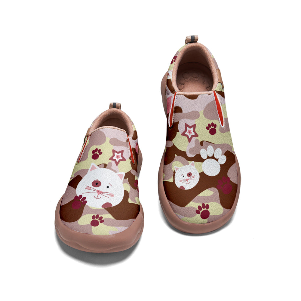 Pink Camouflage Cat Slip On