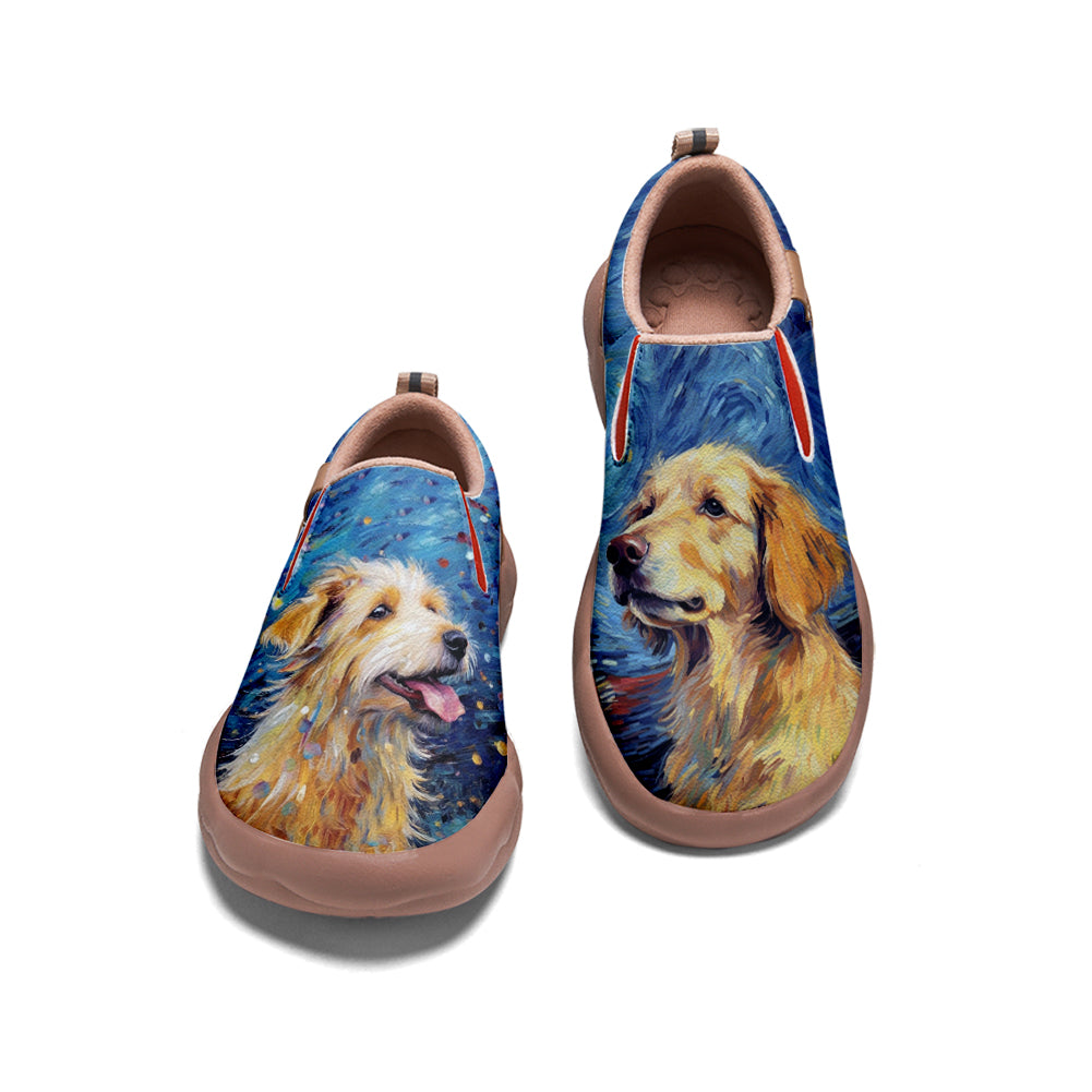 Starry Night Golden Retriever Slip On