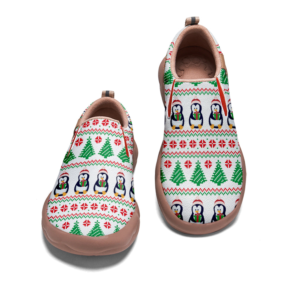 Pixel Christmas Penguin Slip On