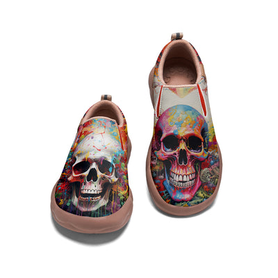 Colorful Splatter Skull Slip On