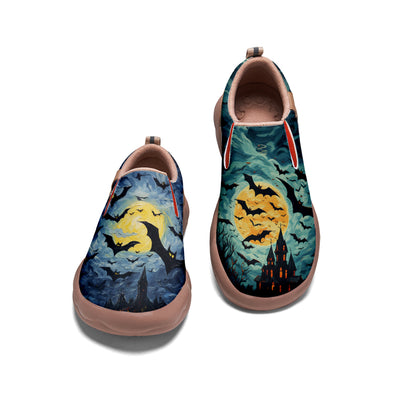 Oil Painting Halloween Bat Slip On