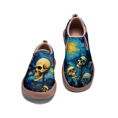 Halloween Starry Night Skull Kids Slip On