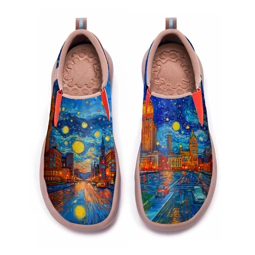 Starry Night Detroit City Slip On