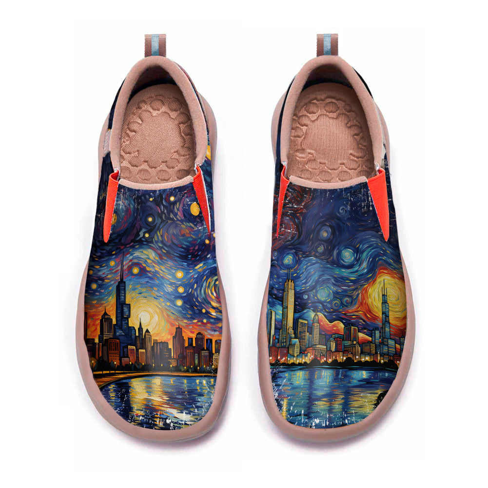 Starry Night Chicago City Slip On