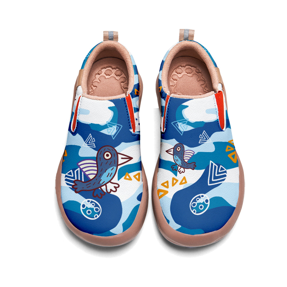 Blue Camouflage Bird Slip On