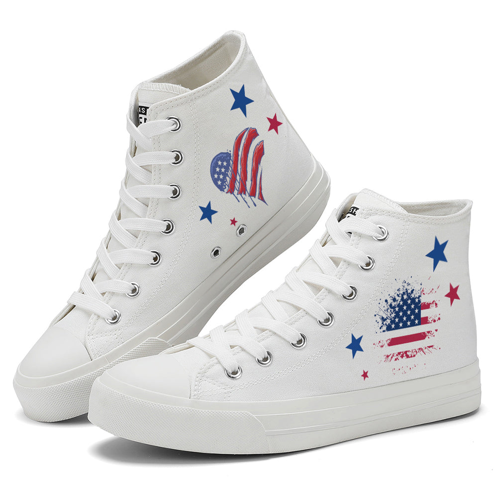 American Flag High Top Canvas Shoes