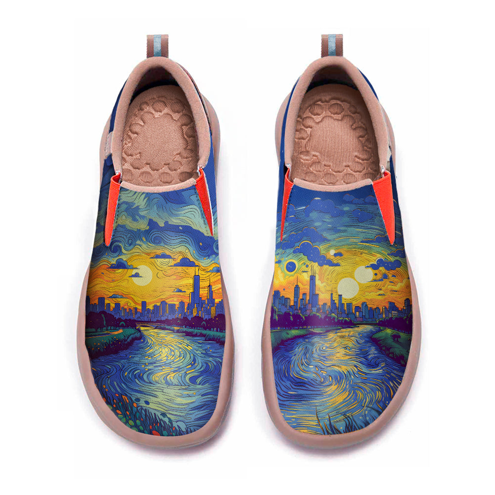 Starry Night Chicago City Slip On