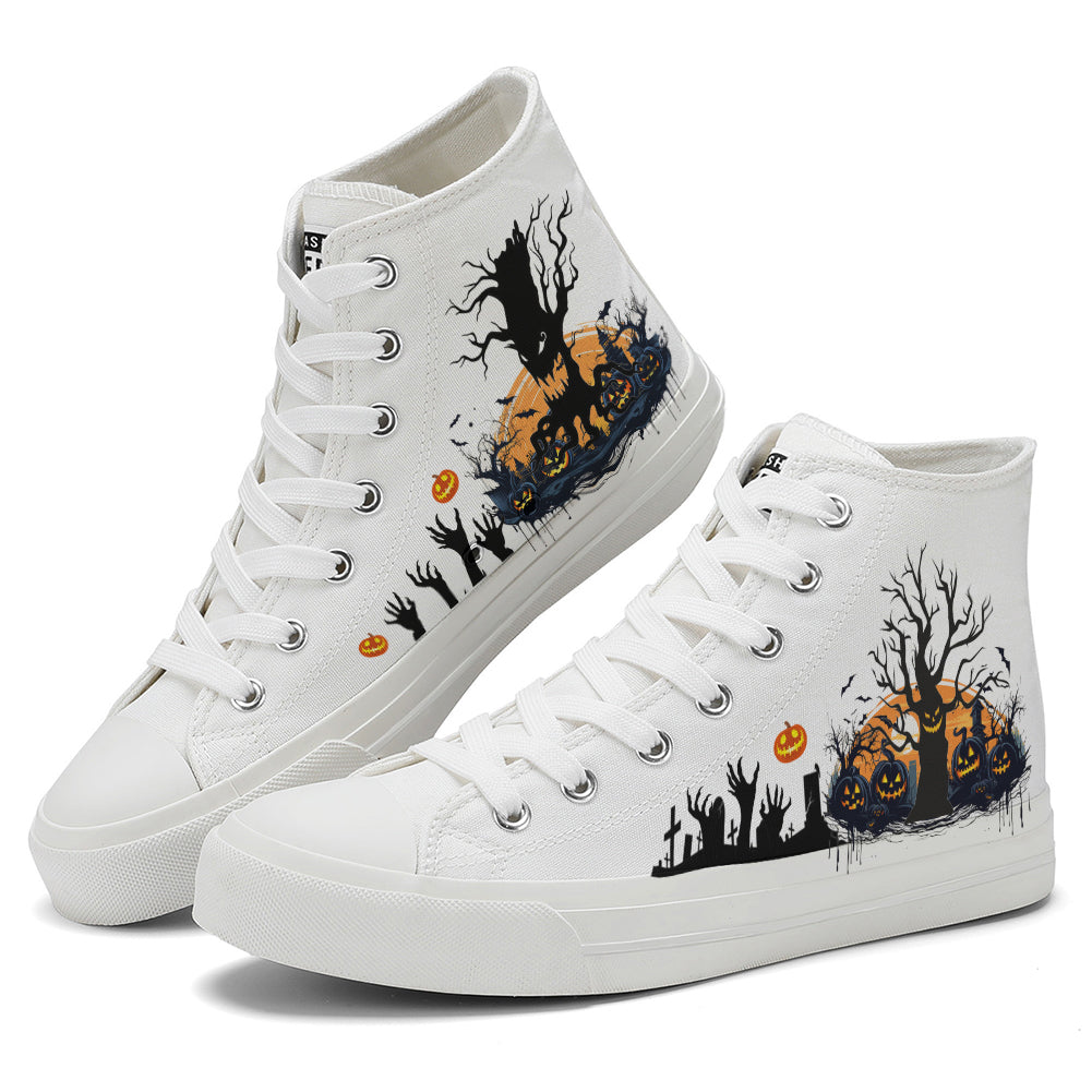 Halloween Pumpkin High Top Canvas Shoes