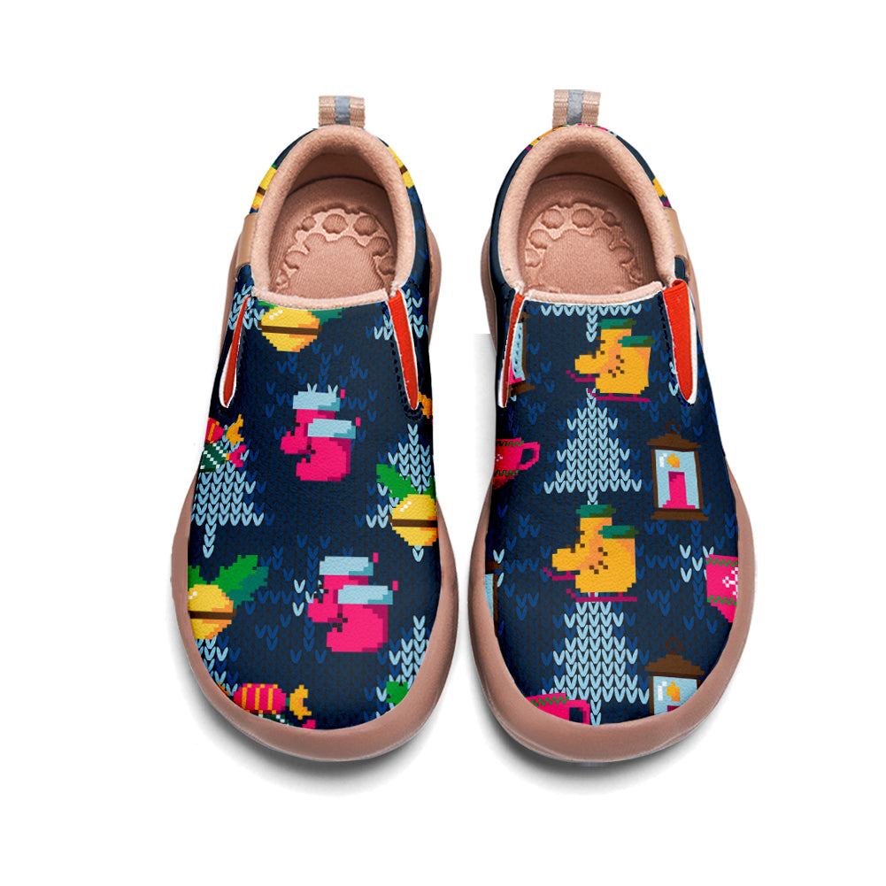 Pixel Christmas Kids Slip On