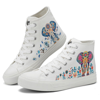 Floral Elephant High Top Canvas Shoes