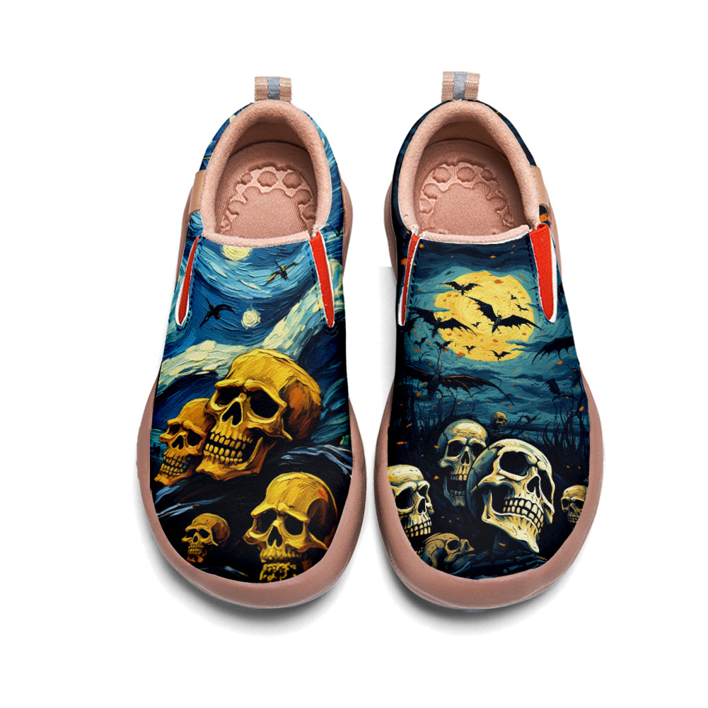 Starry Night Skull Kids Slip On