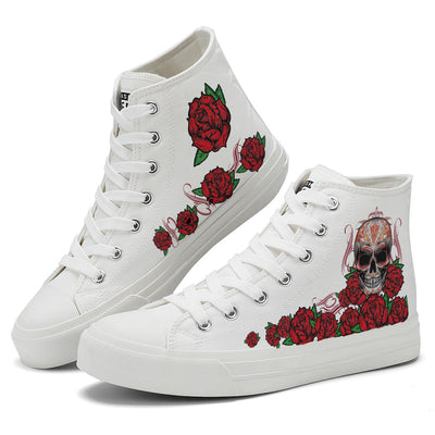 Rose Gothic Skull High Top Canvas Shoes