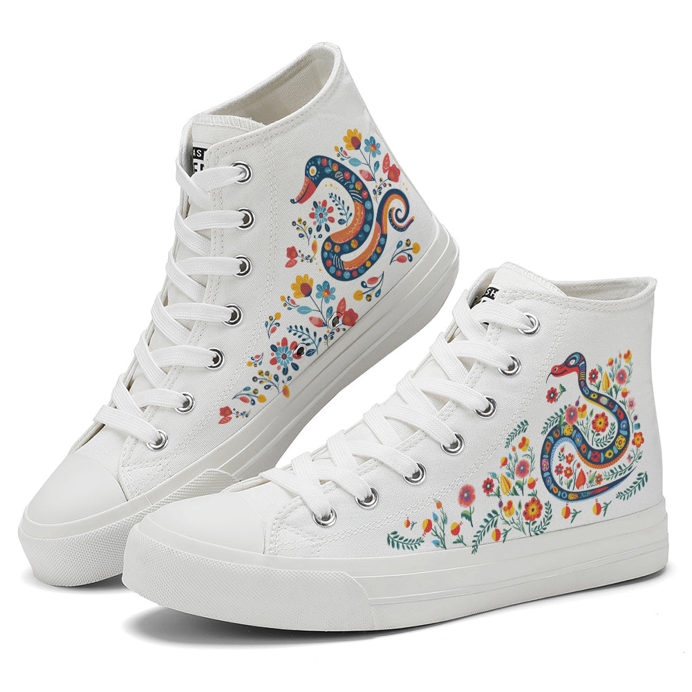 Floral Snake High Top Canvas Shoes