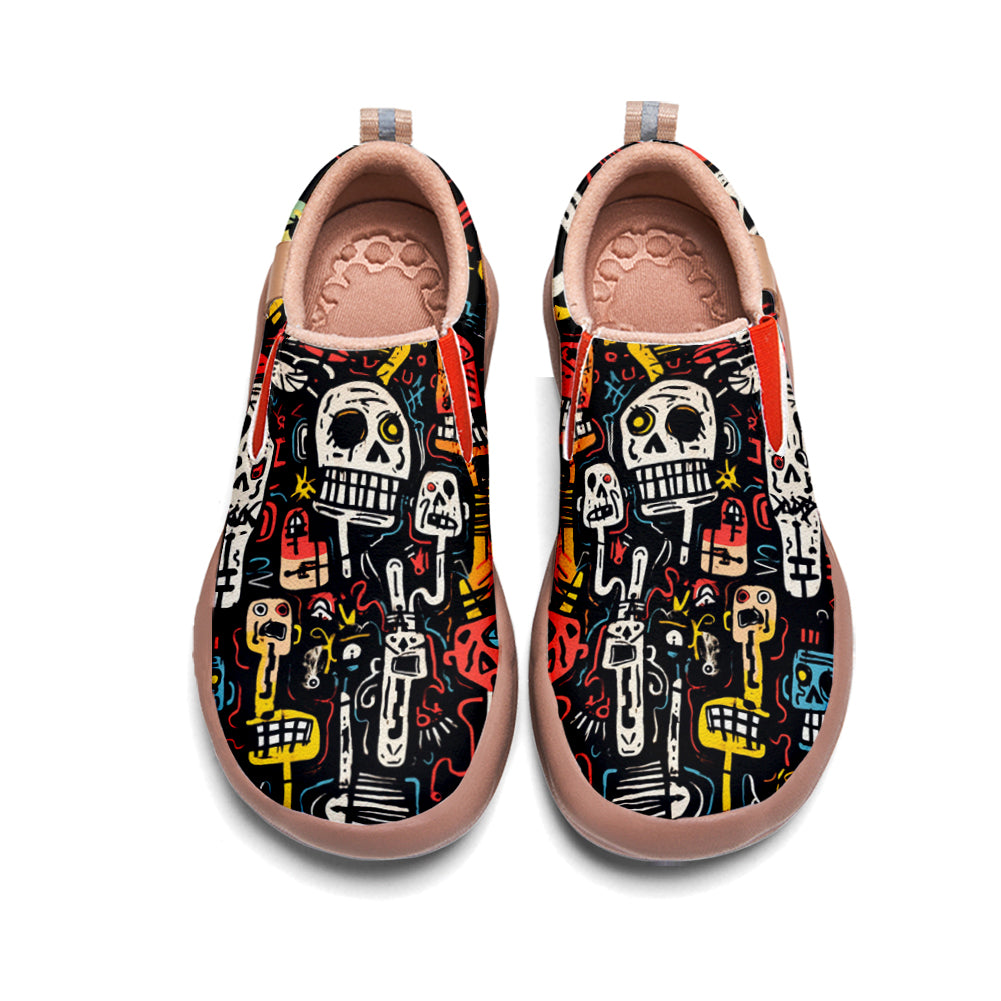 Colorful Graffiti Skull Slip On