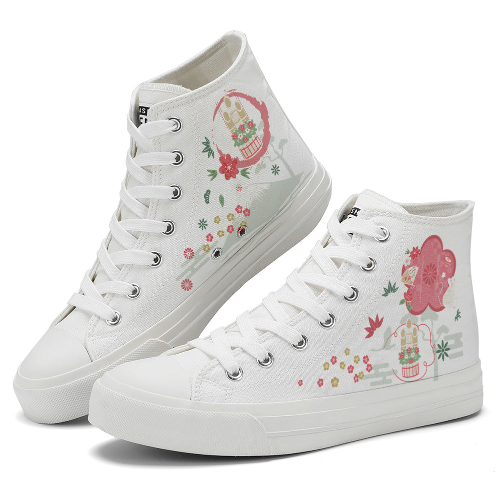 Cherry Blossoms High Top Canvas Shoes